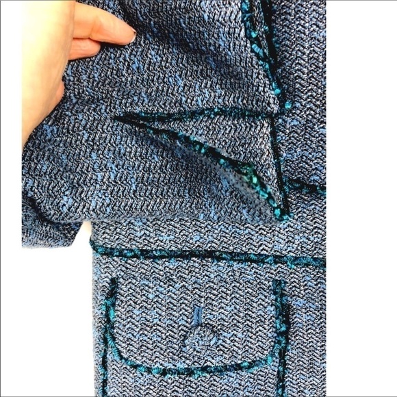 SET-NIPON BOUTIQUE BLAZER and SKIRT Boucle Blue SUIT Set - Picture 2 of 8